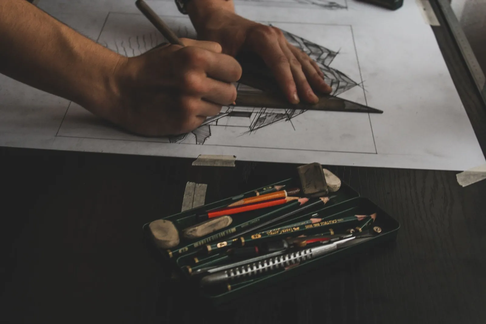 Graph paper with pencil sketches of random sequences